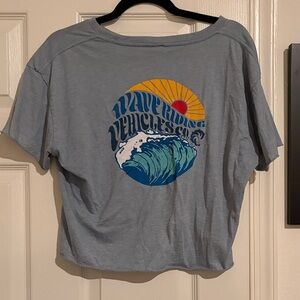 Gray Graphic Tee with Wave Design